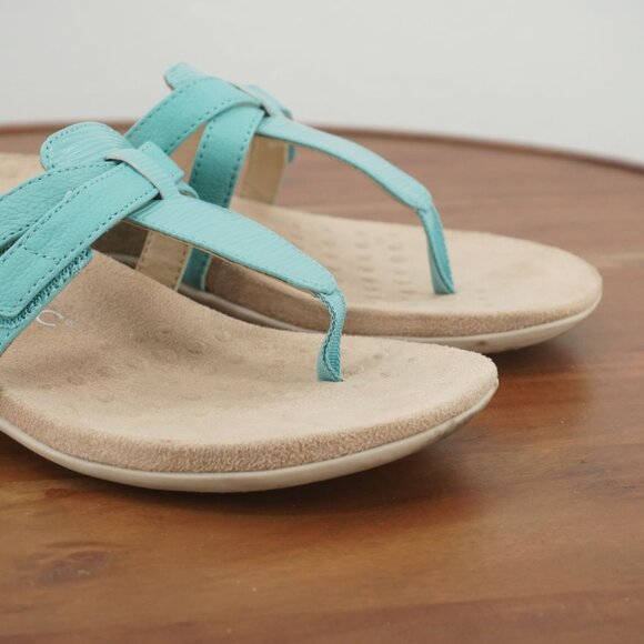 K9-3 Vionic Karley Womens Flip Flop Thong Sandals Blue Leather Size 7.5 - Picture 2 of 9